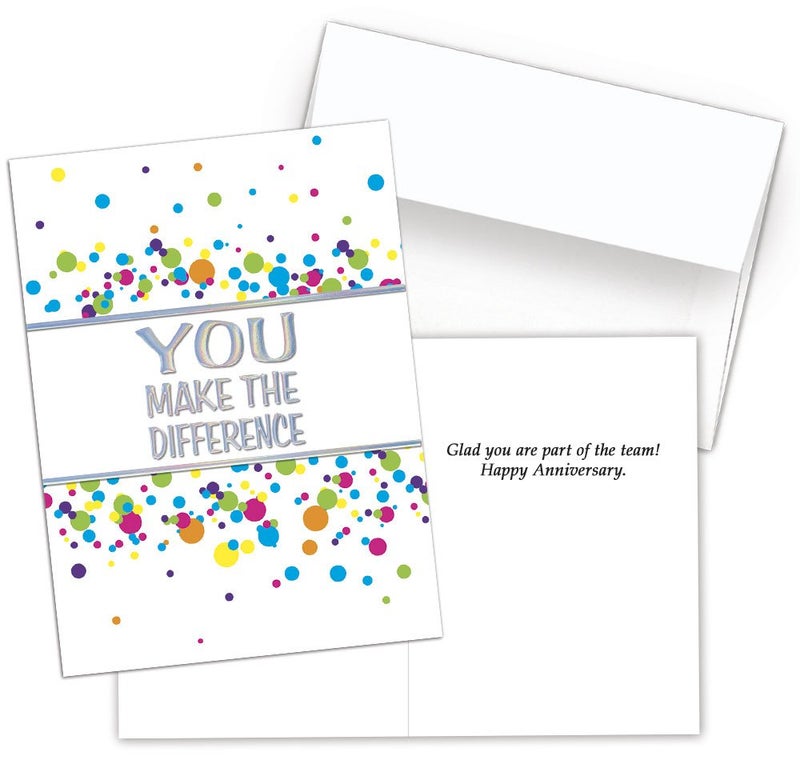 25 Employee Anniversary Cards - You Make the Difference - 26 White Envelopes - FSC Mix
